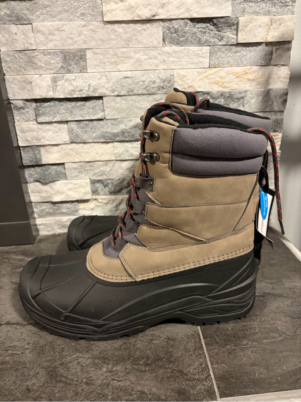 Weatherproof 3M Thinsulate Tan and Black Men's Insulated Snow Boots - Picture 3 of 7